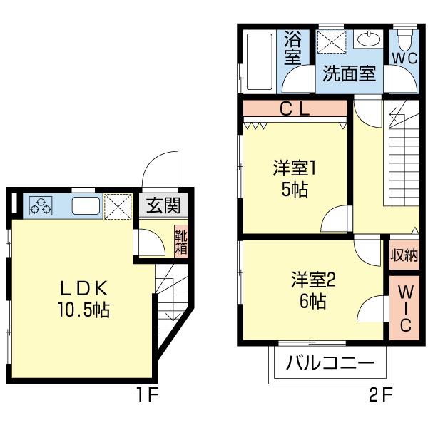 ヒロチサト西船橋 A棟(2LDK/2階)の間取り写真