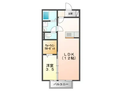 ALICE(1LDK/2階)の間取り写真