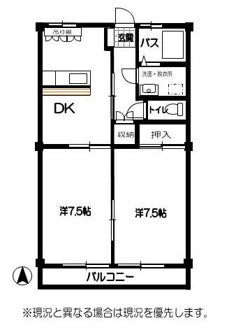 グルッペ(2DK/2階)の間取り写真