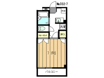 ハウスキャンファーツリー(1K/2階)の間取り写真