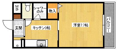ルミエール箕面(1K/1階)の間取り写真