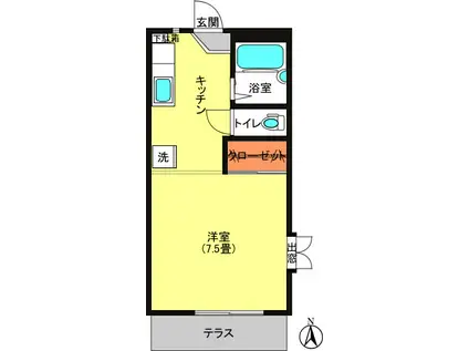 ヒロ・ガーデンA(ワンルーム/1階)の間取り写真