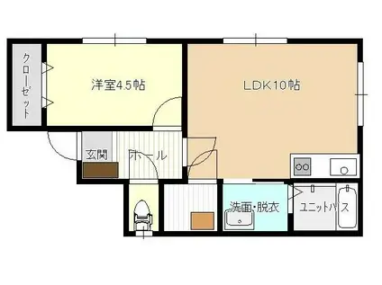 タウンS(1LDK/2階)の間取り写真
