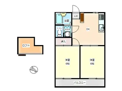 ベストハウス三田尻(2DK/1階)の間取り写真
