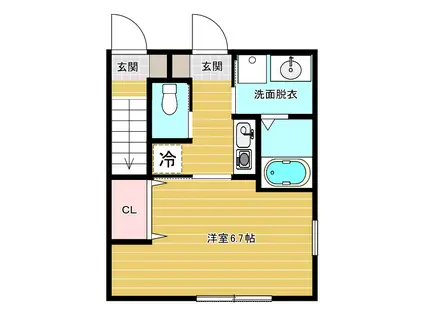 プレミア暁(1K/1階)の間取り写真