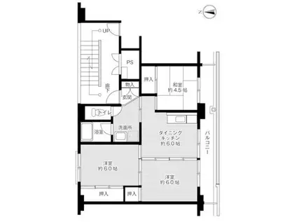 ビレッジハウス新井田西(3DK/4階)の間取り写真