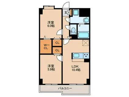 アリエスC.B(2LDK/10階)の間取り写真