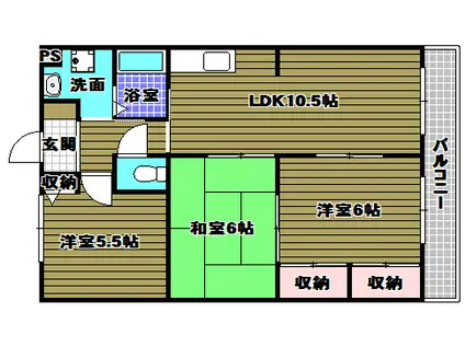 ファミーユ千代田(3LDK/3階)の間取り写真