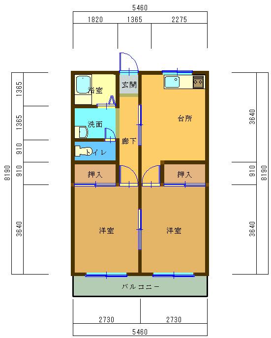 栗原ハイツ(2DK/3階)の間取り写真