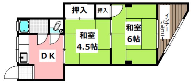 山口ビル(2DK/3階)の間取り写真
