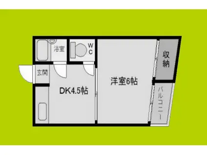 大淀マンション(1DK/5階)の間取り写真