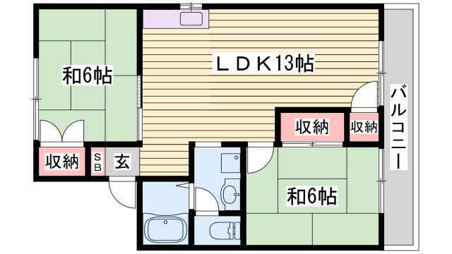 ハイツラポールB(2LDK/2階)の間取り写真