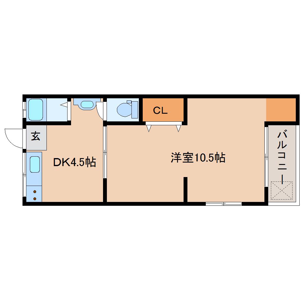 伏見荘(1DK/2階)の間取り写真