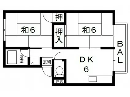 シャルマンエステートA棟(2DK/1階)の間取り写真