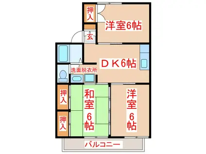 セジュール竹之迫I(3DK/2階)の間取り写真