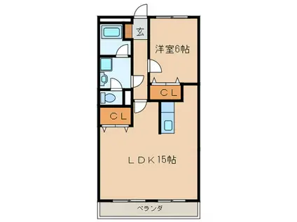 春日井駅南ハイツ(1LDK/3階)の間取り写真