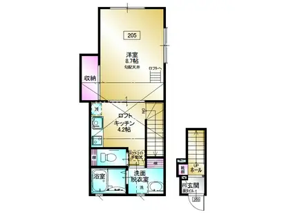 ハーランエステート(1K/2階)の間取り写真