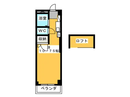 豊田ハイツ A(ワンルーム/3階)の間取り写真