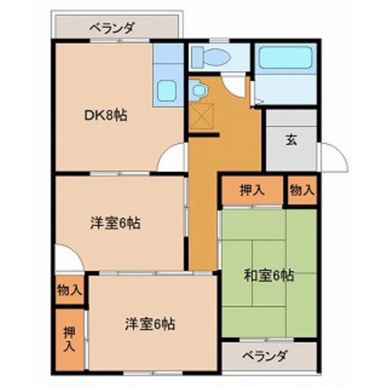 コンチネンタル布瀬I(2DK/4階)の間取り写真