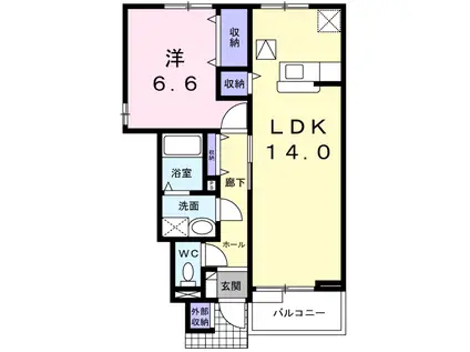 シンキメーラ A DK(1LDK/1階)の間取り写真