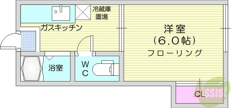 ニシテックハイツ(1K/2階)の間取り写真