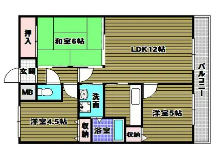 東尾マンション(3LDK/4階)の間取り写真