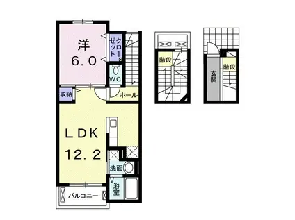 ジュネス武蔵浦和 弐番館(1LDK/3階)の間取り写真