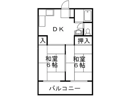 寿コーポ(2DK/4階)の間取り写真