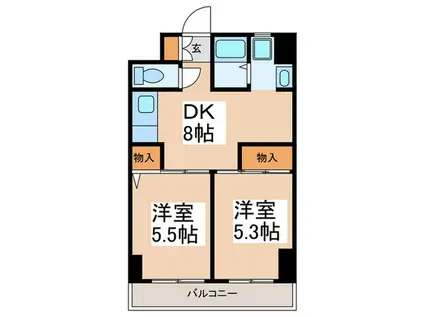 ペンディーオソプラ鶴見中央(2DK/2階)の間取り写真