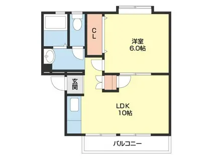 メゾン河合(1LDK/1階)の間取り写真