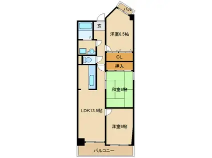 プライム新大阪(3LDK/6階)の間取り写真