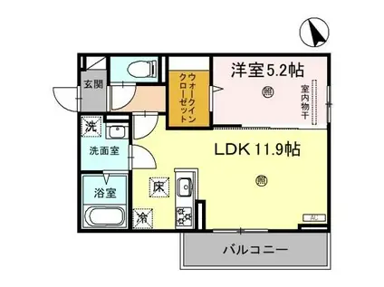 ラ・トレフルせいまII(1LDK/1階)の間取り写真