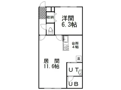 ブルックス2(1LDK/1階)の間取り写真