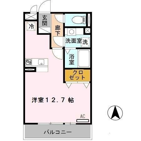 グラン ヴィル(ワンルーム/2階)の間取り写真
