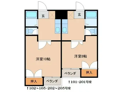 レジーナ(1DK/2階)の間取り写真