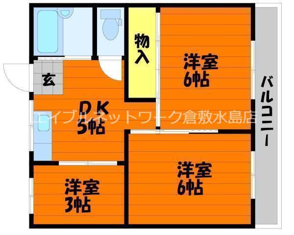 旭コーポB棟(3DK/2階)の間取り写真