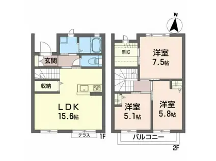ヴェルドミールA(3LDK/2階)の間取り写真