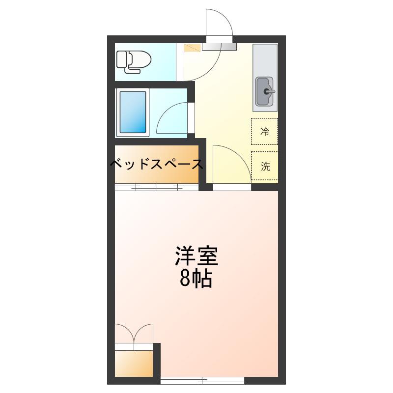 コーポ紅花 B棟(1K/1階)の間取り写真