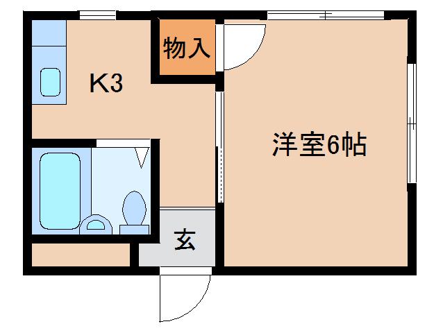 パークハイツ永井(1K/2階)の間取り写真