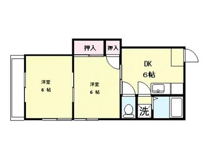 テコナドール真間(2DK/1階)の間取り写真