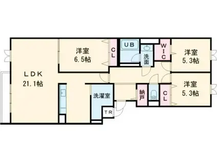 リアライズ松陰VI(3LDK/1階)の間取り写真