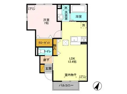 スマイルタウン B(1LDK/1階)の間取り写真