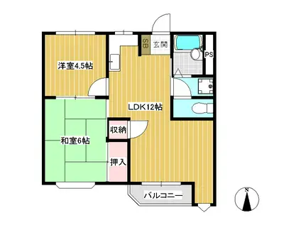ドミール青山(2LDK/3階)の間取り写真