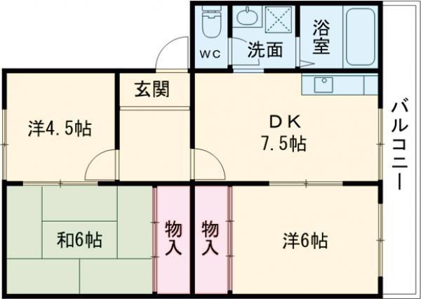 すずらん台コート(3DK/5階)の間取り写真