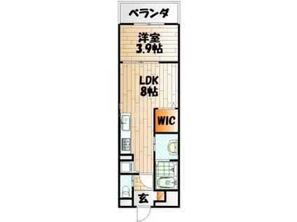 MERVEILLE・三萩野(1LDK/2階)の間取り写真
