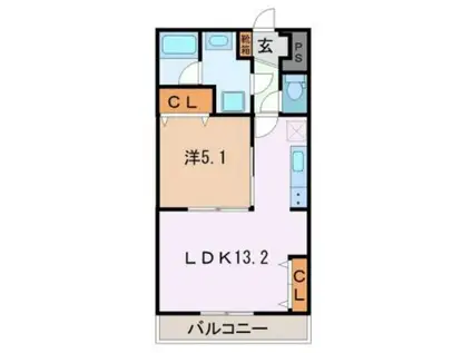 カンフィーシャトー(1LDK/2階)の間取り写真