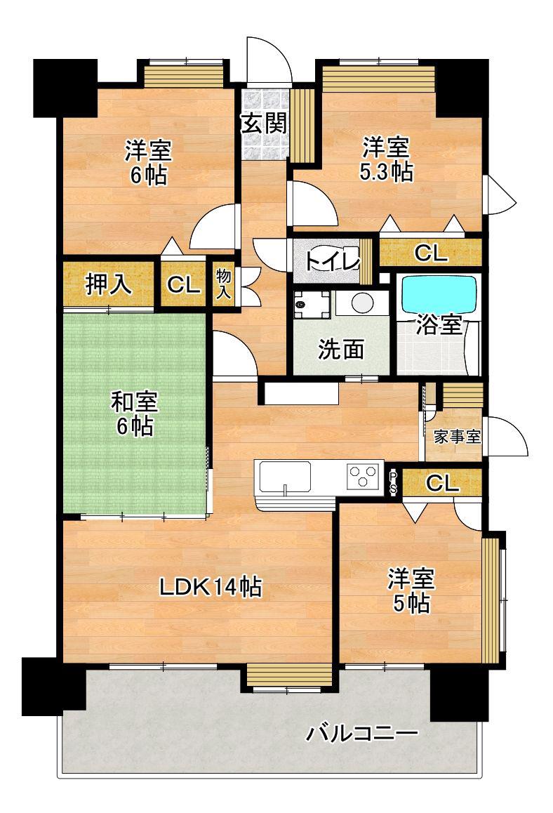 エバーライフネアシティ久留米壱番館(4LDK/14階)の間取り写真