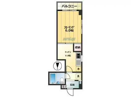 アドバンス一号館(1K/2階)の間取り写真