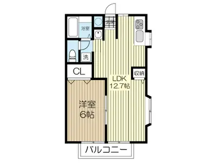 ハイデンス泉(1LDK/2階)の間取り写真