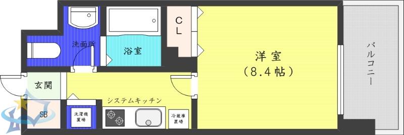 レジディア北3条(1K/6階)の間取り写真